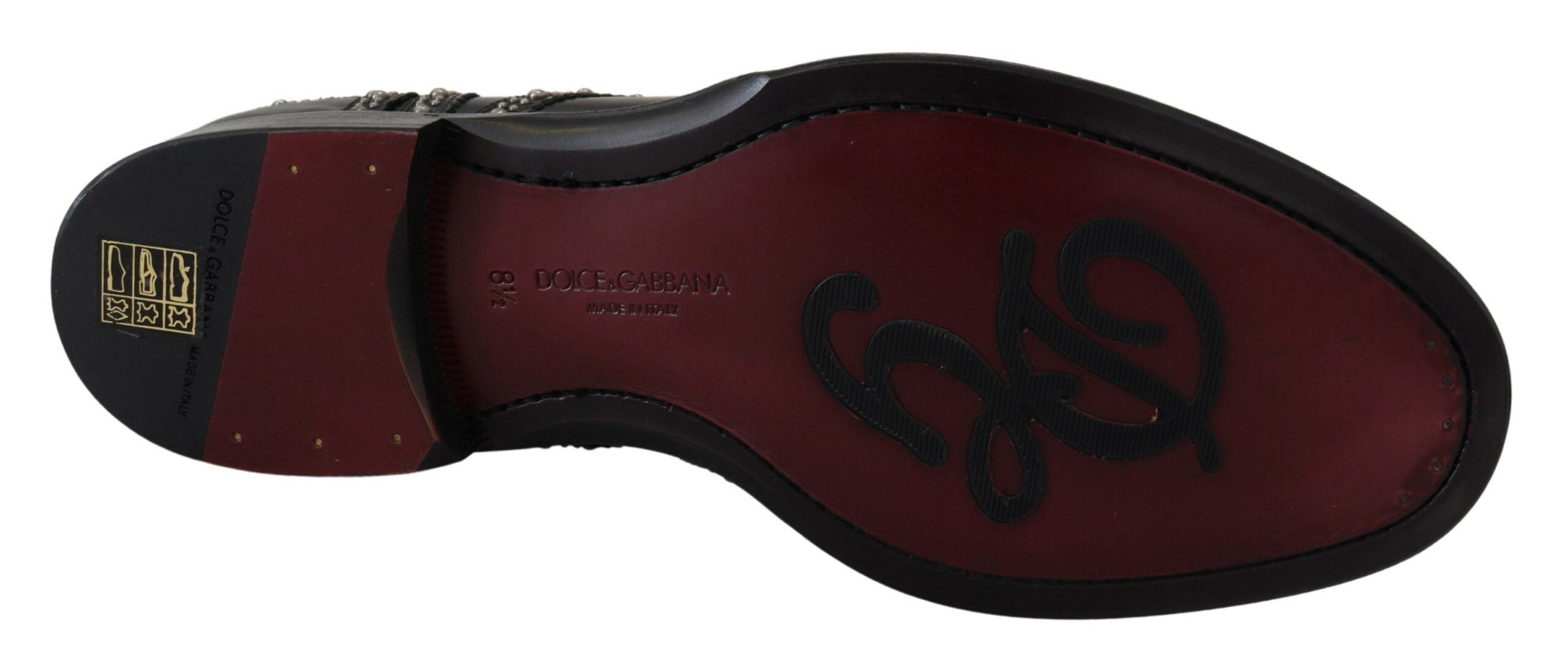 Dolce & Gabbana Black Leather Derby Dress Studded Shoes - Zeiniez