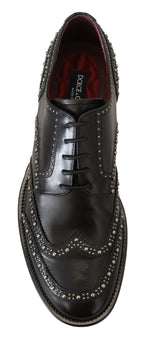 Dolce & Gabbana Black Leather Derby Dress Studded Shoes - Zeiniez
