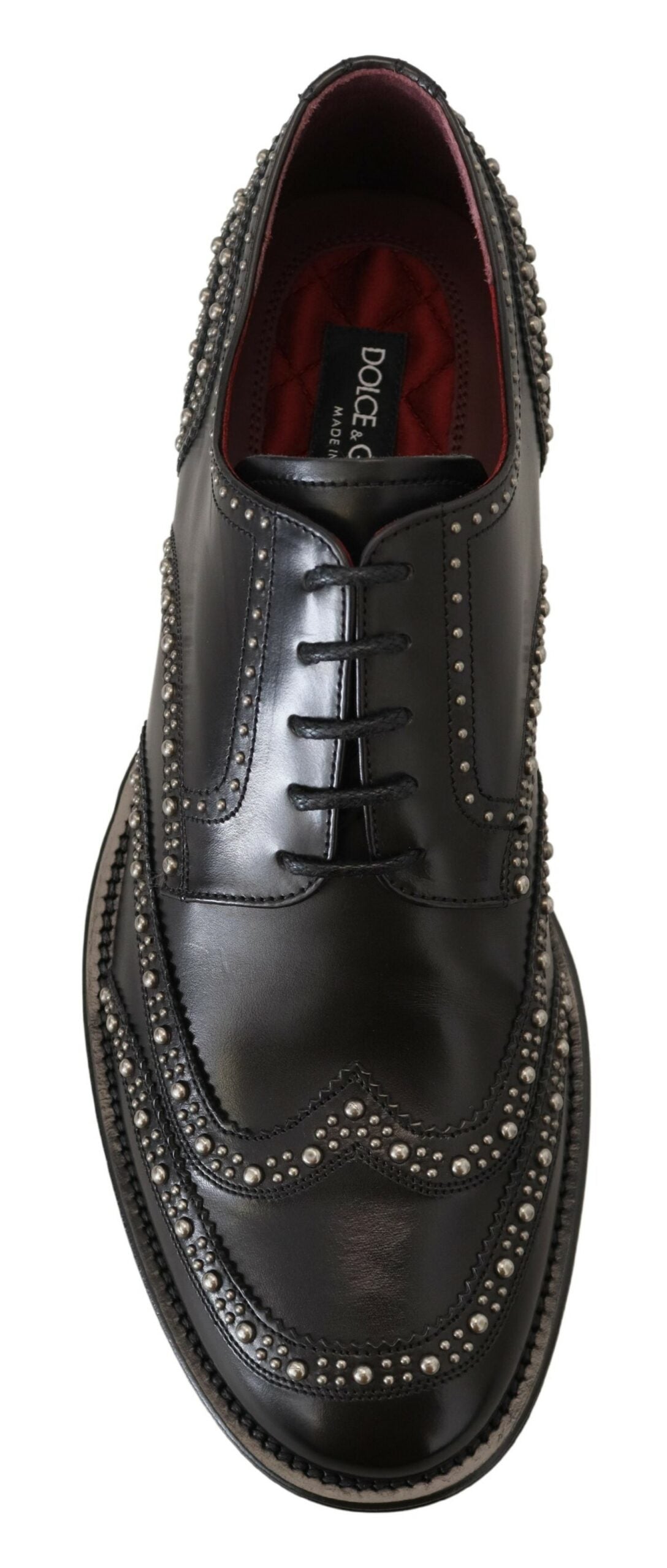 Dolce & Gabbana Black Leather Derby Dress Studded Shoes - Zeiniez