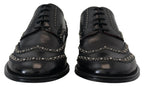 Dolce & Gabbana Black Leather Derby Dress Studded Shoes - Zeiniez