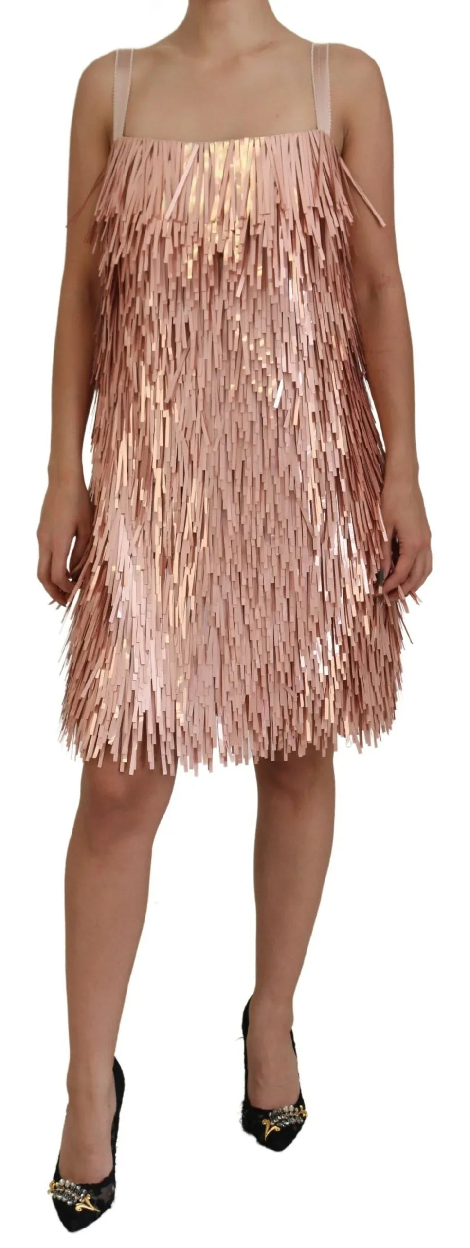 Dolce & Gabbana Pink Tinsel Sleeveless Shift A-line Dress - Zeiniez
