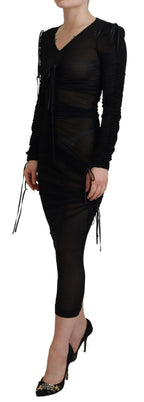 Dolce & Gabbana Black Viscose Bodycon Sheath Midi Dress - Zeiniez