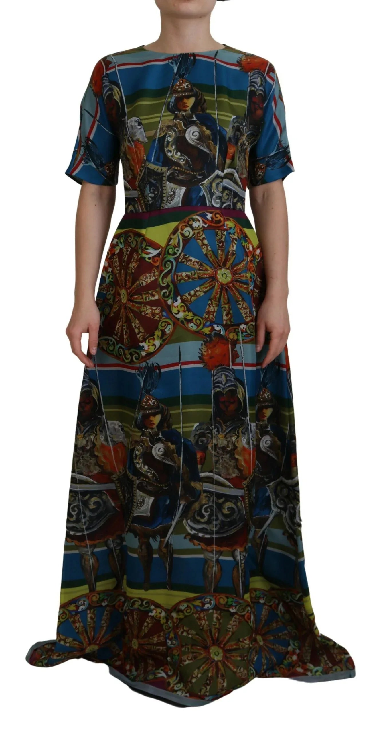 Dolce & Gabbana Multicolor Sicily Silk A-line Long Gown Dress - Zeiniez