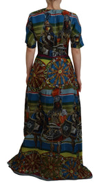 Dolce & Gabbana Multicolor Sicily Silk A-line Long Gown Dress - Zeiniez