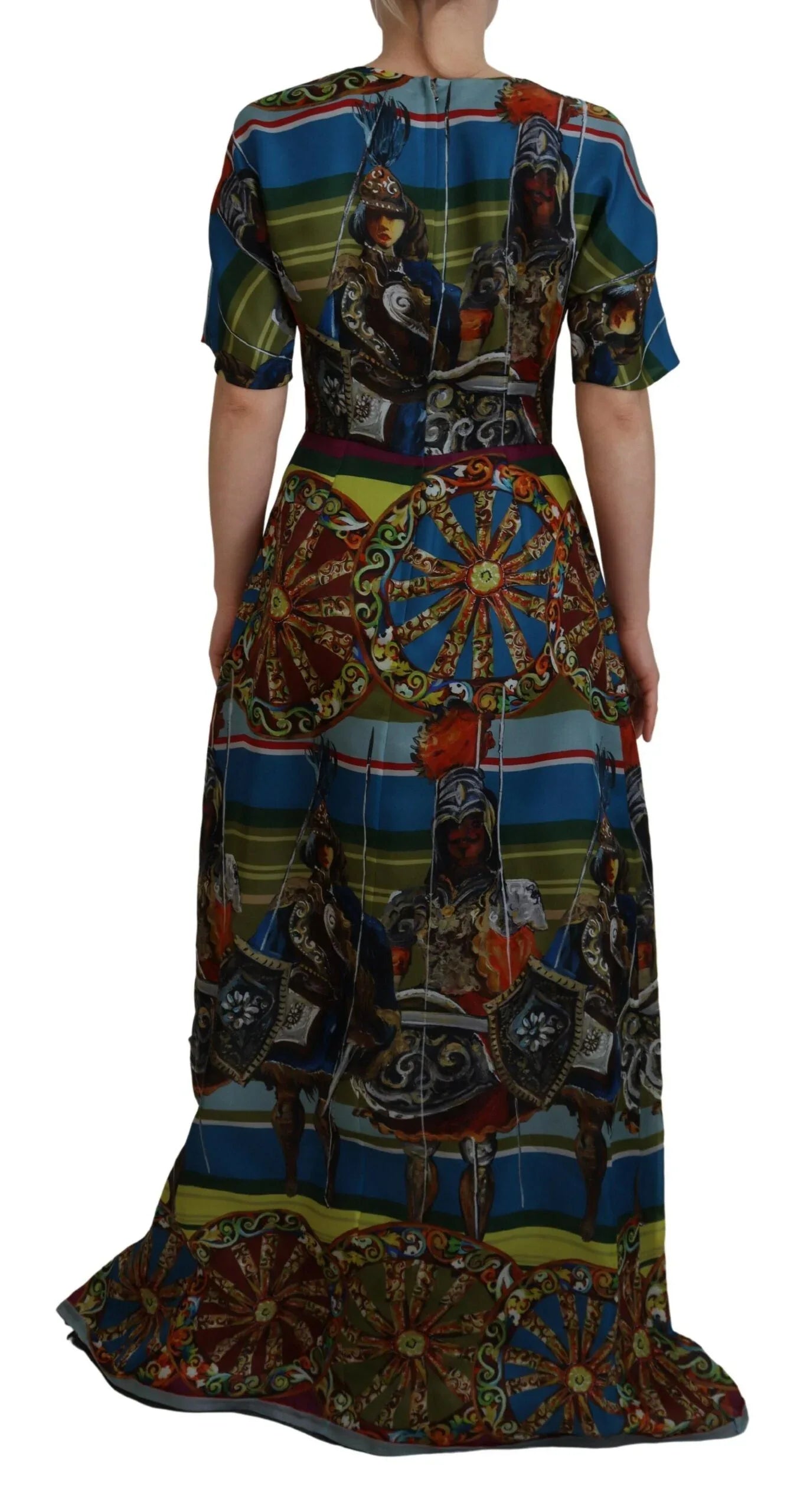 Dolce & Gabbana Multicolor Sicily Silk A-line Long Gown Dress - Zeiniez