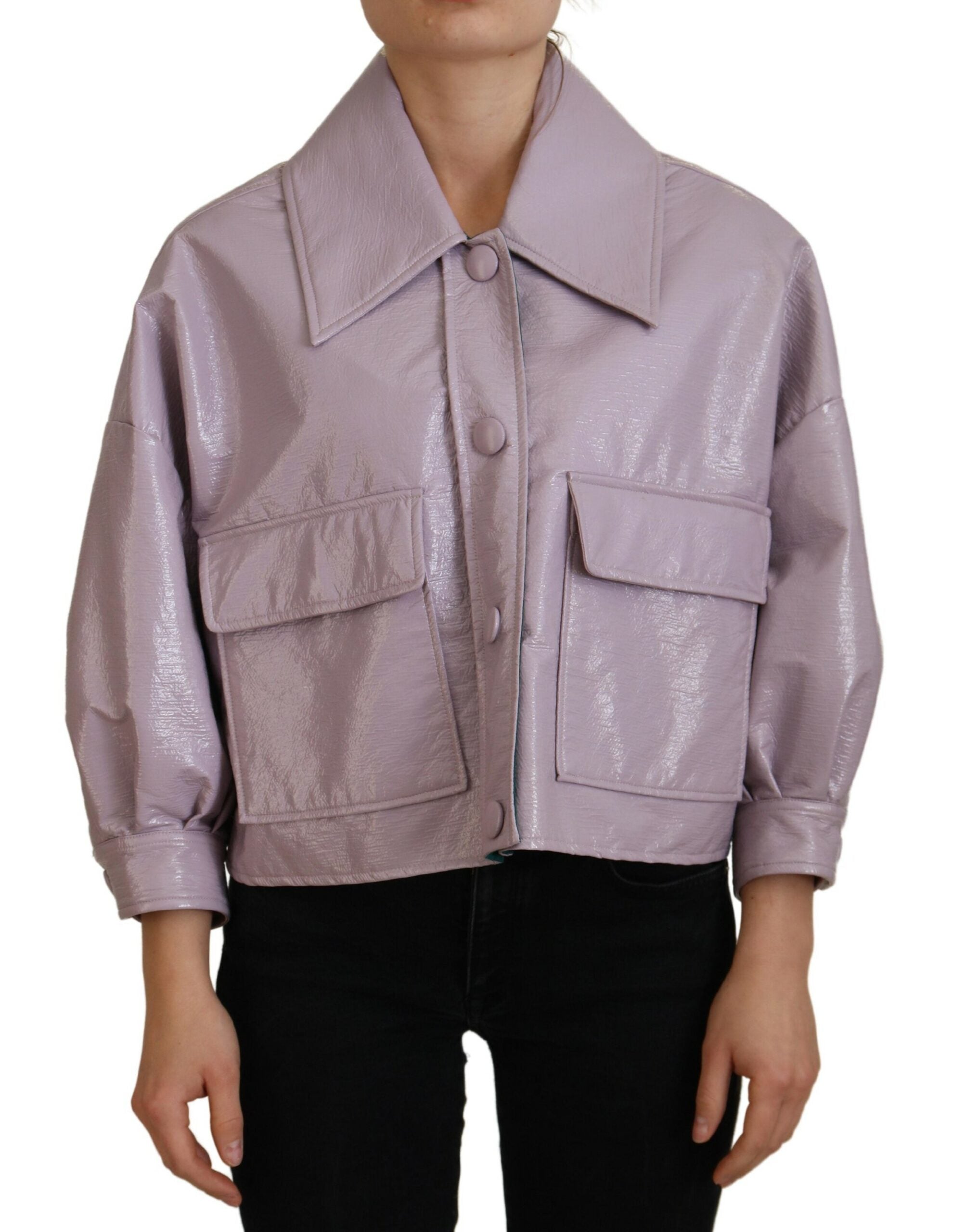 Dolce & Gabbana Purple Cotton Button Down Cropped Jacket - Zeiniez