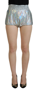 Dolce & Gabbana Silver Holographic High Waist Hot Pants Shorts - Zeiniez