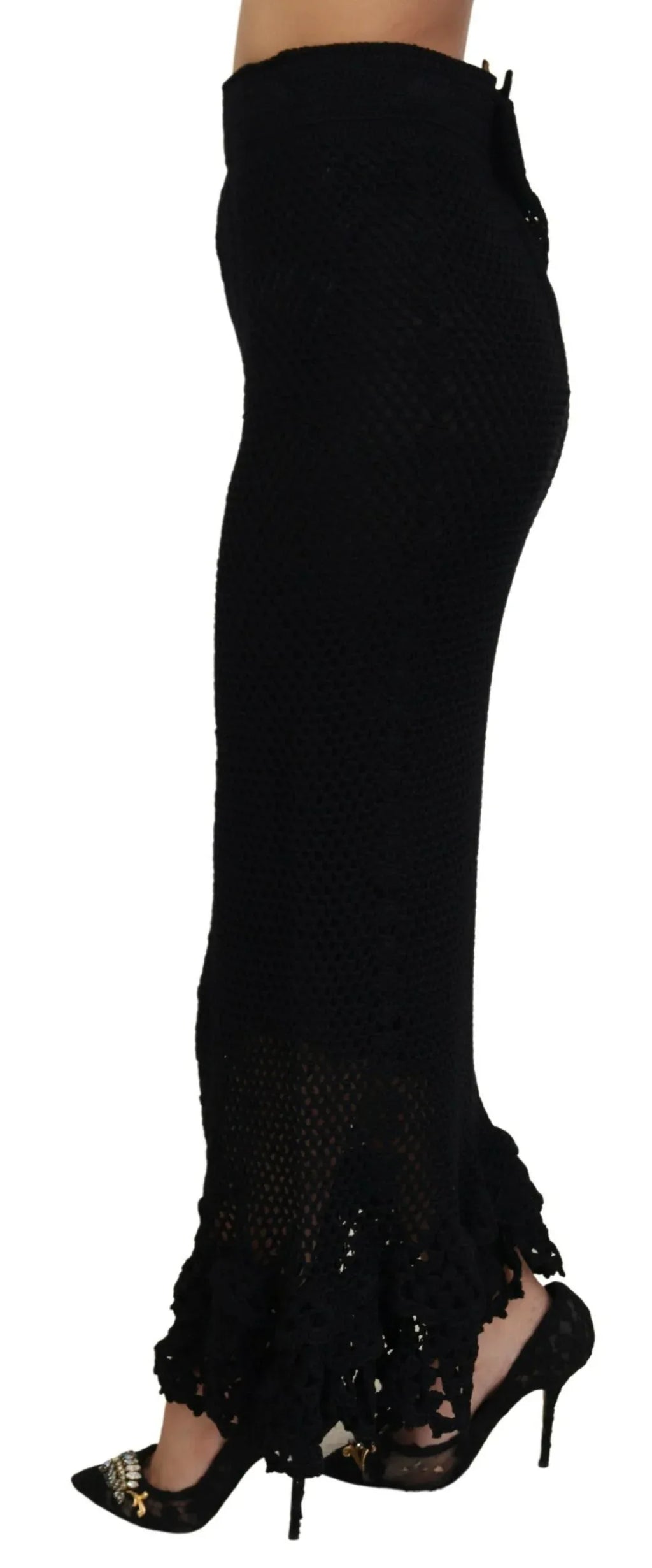 Dolce & Gabbana Black Knitted Cotton High Waist Mermaid Skirt - Zeiniez