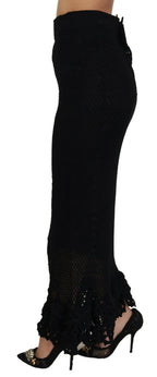 Dolce & Gabbana Black Knitted Cotton High Waist Mermaid Skirt - Zeiniez