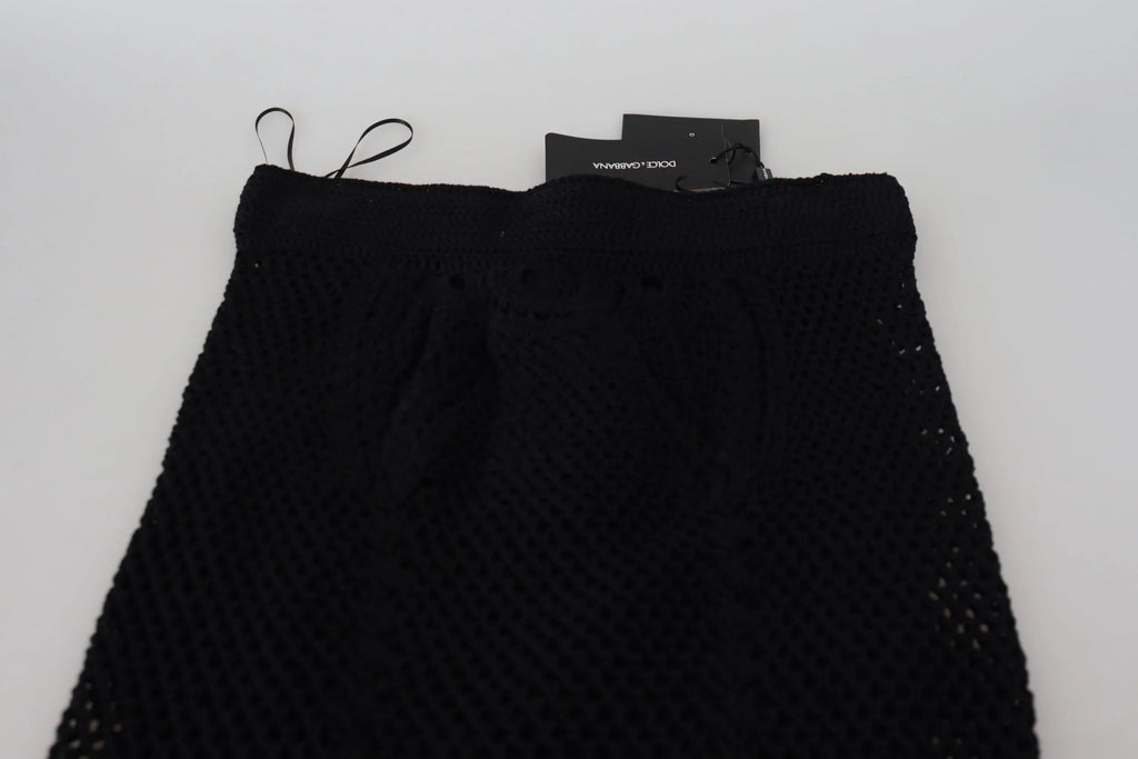 Dolce & Gabbana Black Knitted Cotton High Waist Mermaid Skirt - Zeiniez