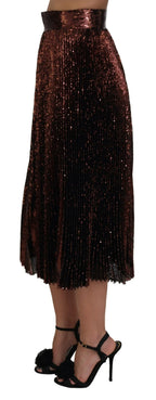 Dolce & Gabbana Bronze Sequined High Waist A-line Maxi Skirt - Zeiniez