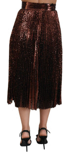 Dolce & Gabbana Bronze Sequined High Waist A-line Maxi Skirt - Zeiniez