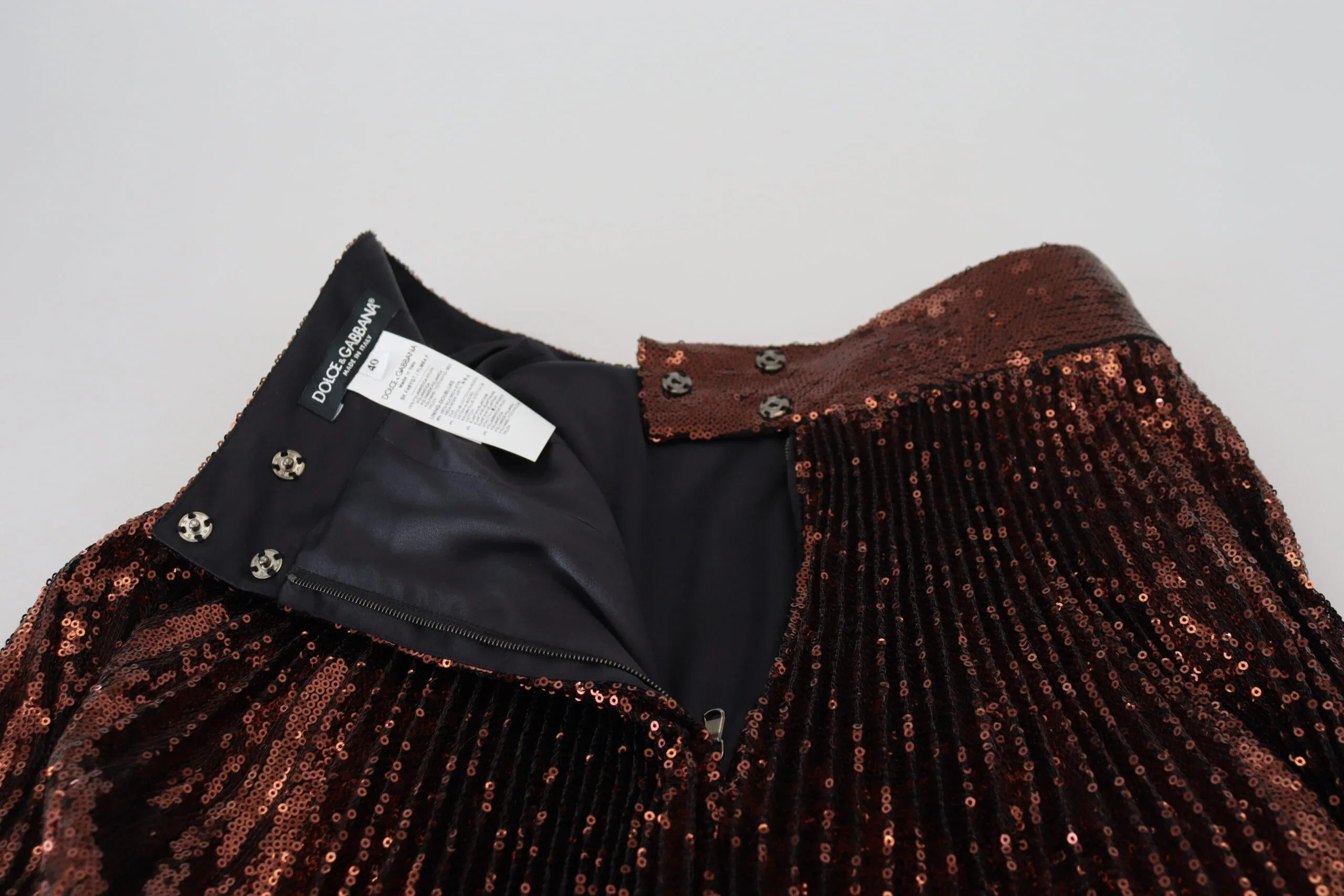 Dolce & Gabbana Bronze Sequined High Waist A-line Maxi Skirt - Zeiniez