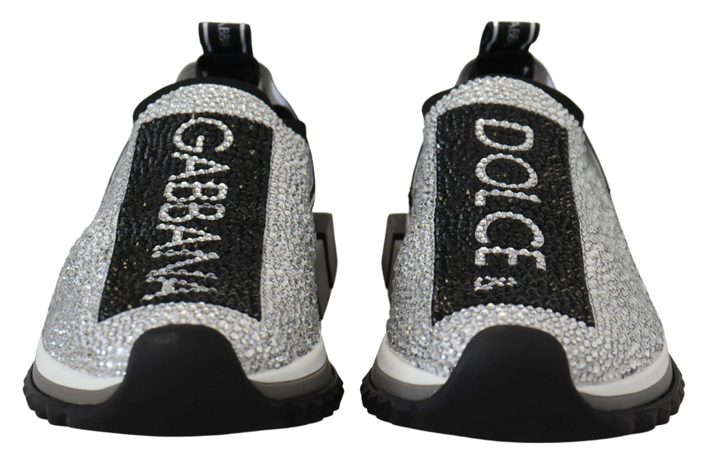 Dolce & Gabbana Silver Rhinestones Sorrento Sneakers Shoes - Zeiniez