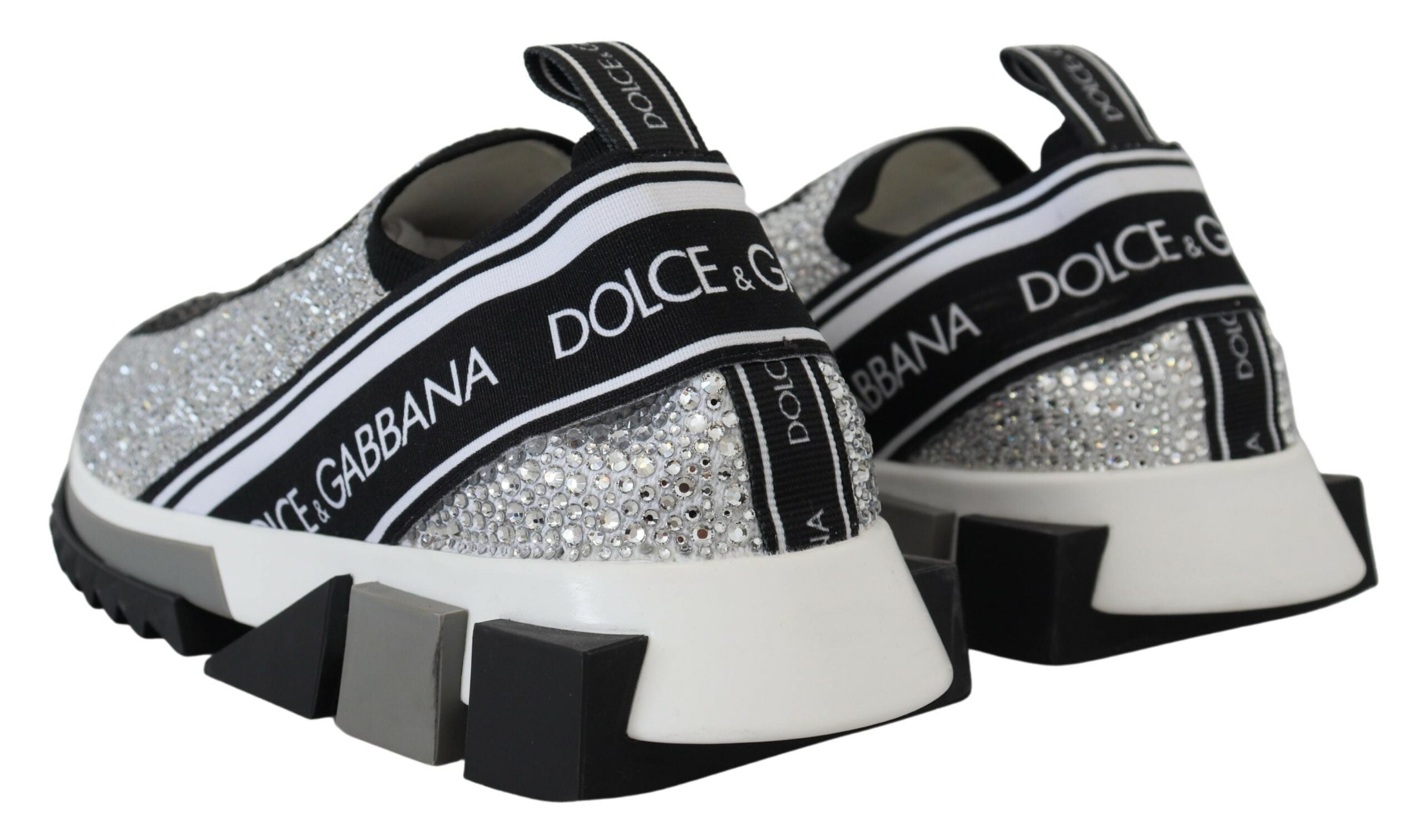 Dolce & Gabbana Silver Rhinestones Sorrento Sneakers Shoes - Zeiniez
