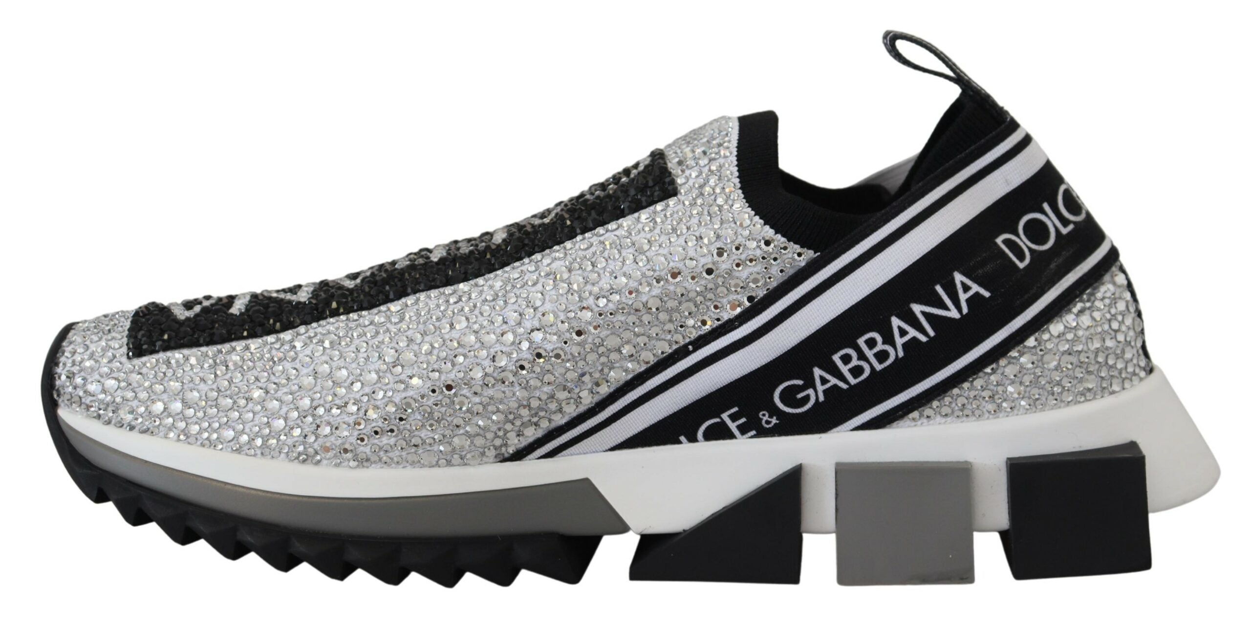 Dolce & Gabbana Silver Rhinestones Sorrento Sneakers Shoes - Zeiniez