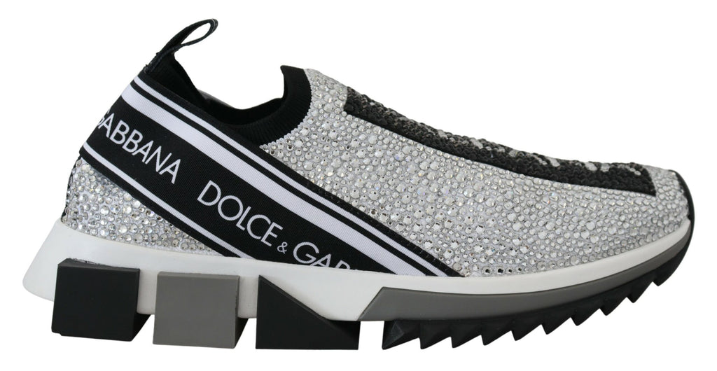 Dolce & Gabbana Silver Rhinestones Sorrento Sneakers Shoes - Zeiniez