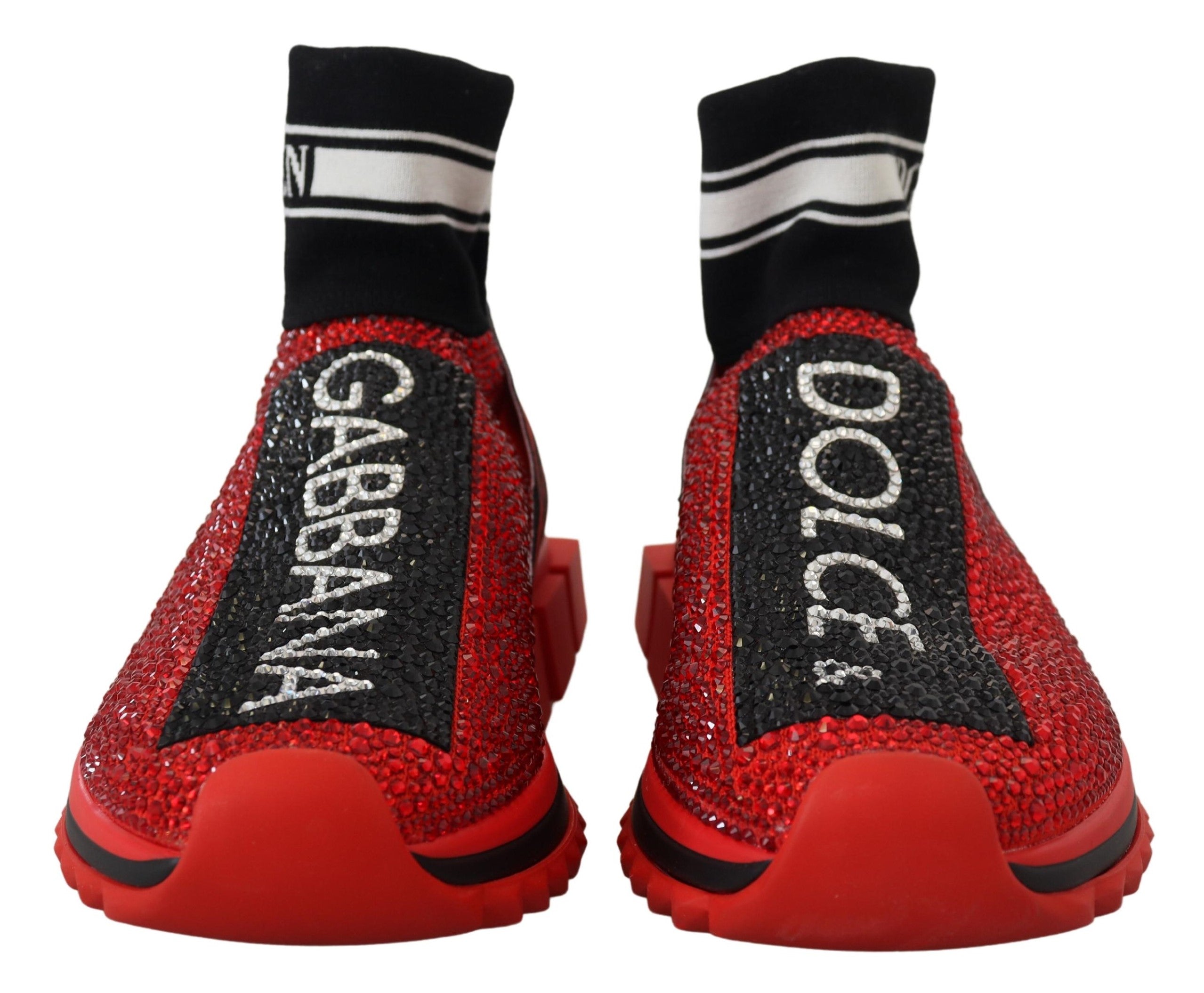 Dolce & Gabbana Red Bling Sorrento Sneakers Socks Shoes - Zeiniez