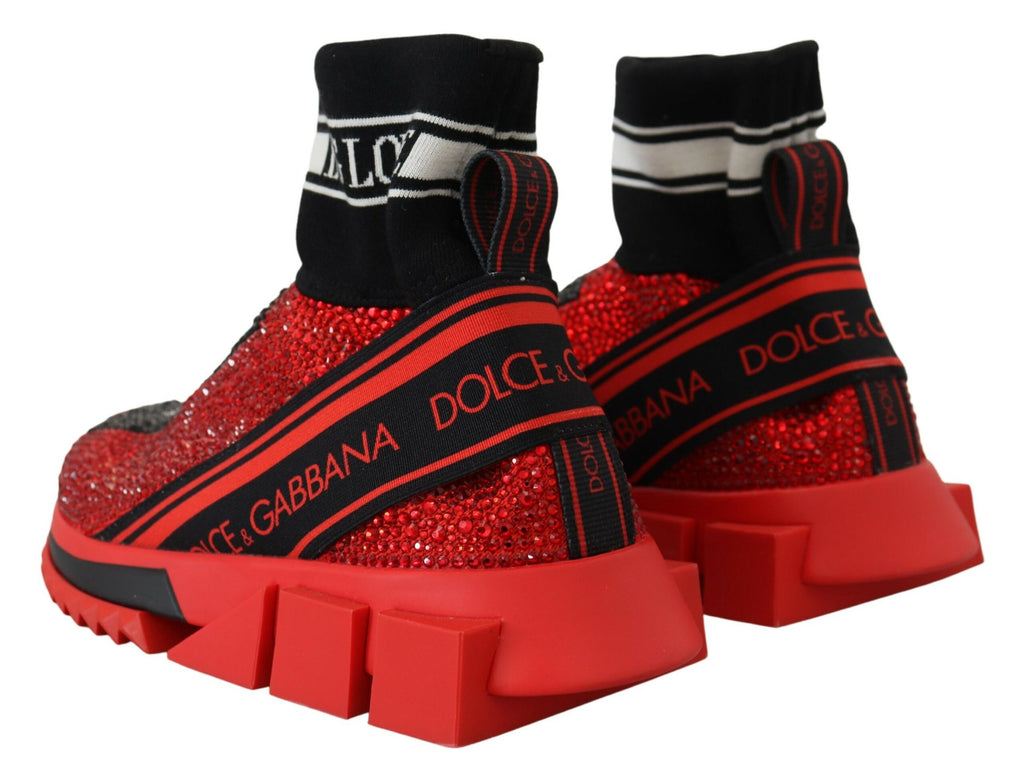 Dolce & Gabbana Red Bling Sorrento Sneakers Socks Shoes - Zeiniez