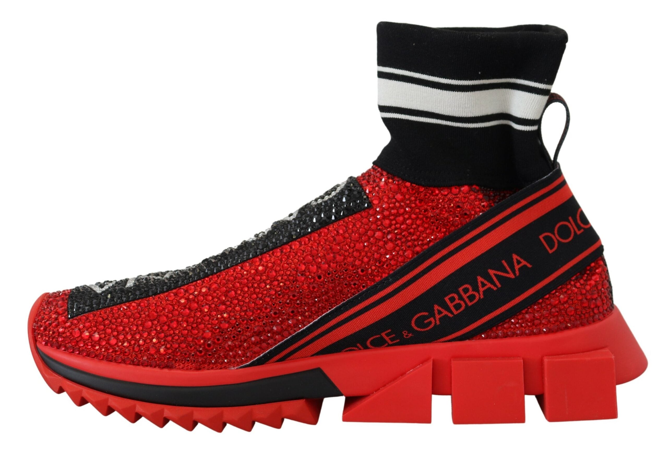 Dolce & Gabbana Red Bling Sorrento Sneakers Socks Shoes - Zeiniez