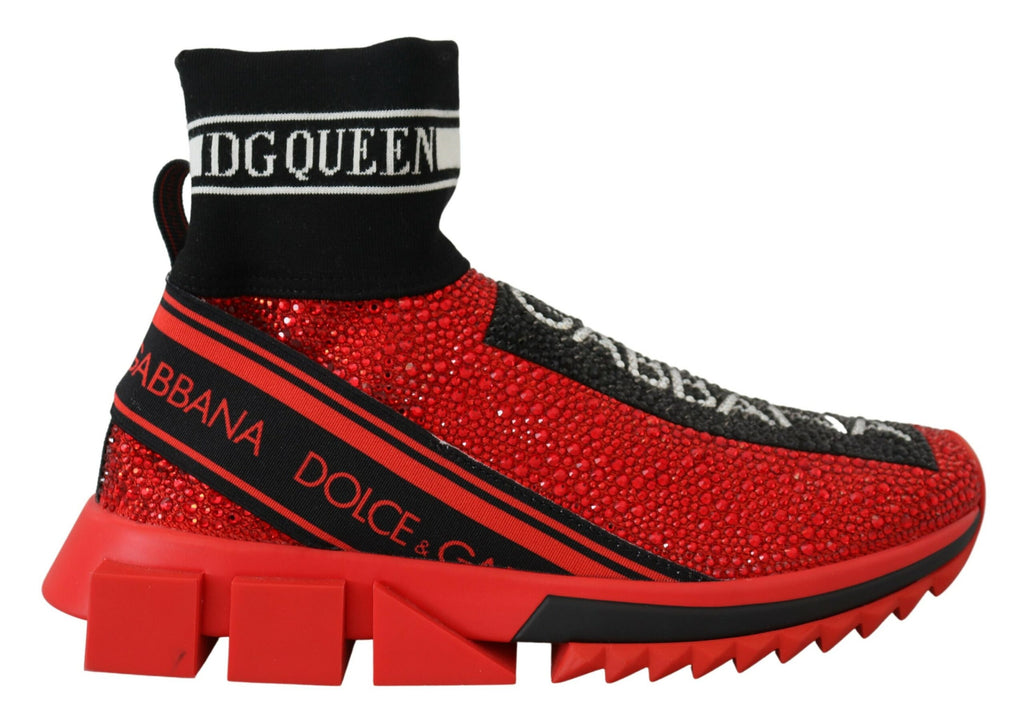 Dolce & Gabbana Red Bling Sorrento Sneakers Socks Shoes - Zeiniez