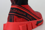 Dolce & Gabbana Red Bling Sorrento Sneakers Socks Shoes - Zeiniez