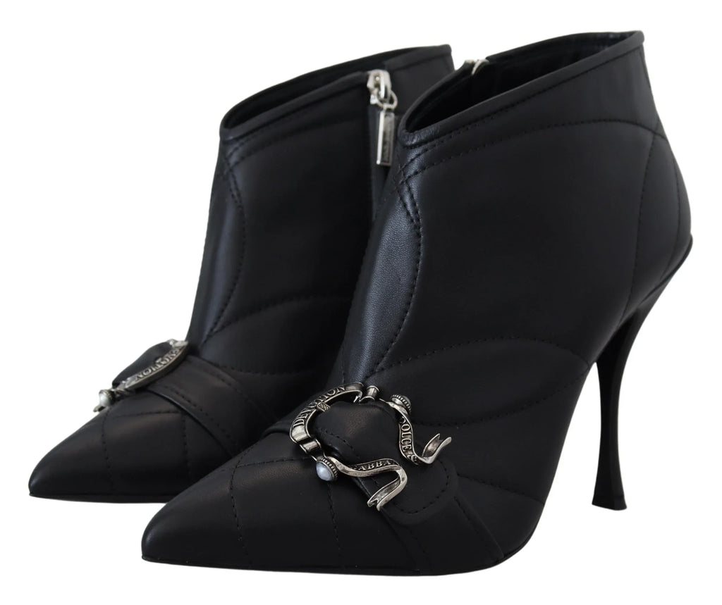 Dolce & Gabbana Black Devotion Quilted Buckled Ankle Boots Shoes - Zeiniez