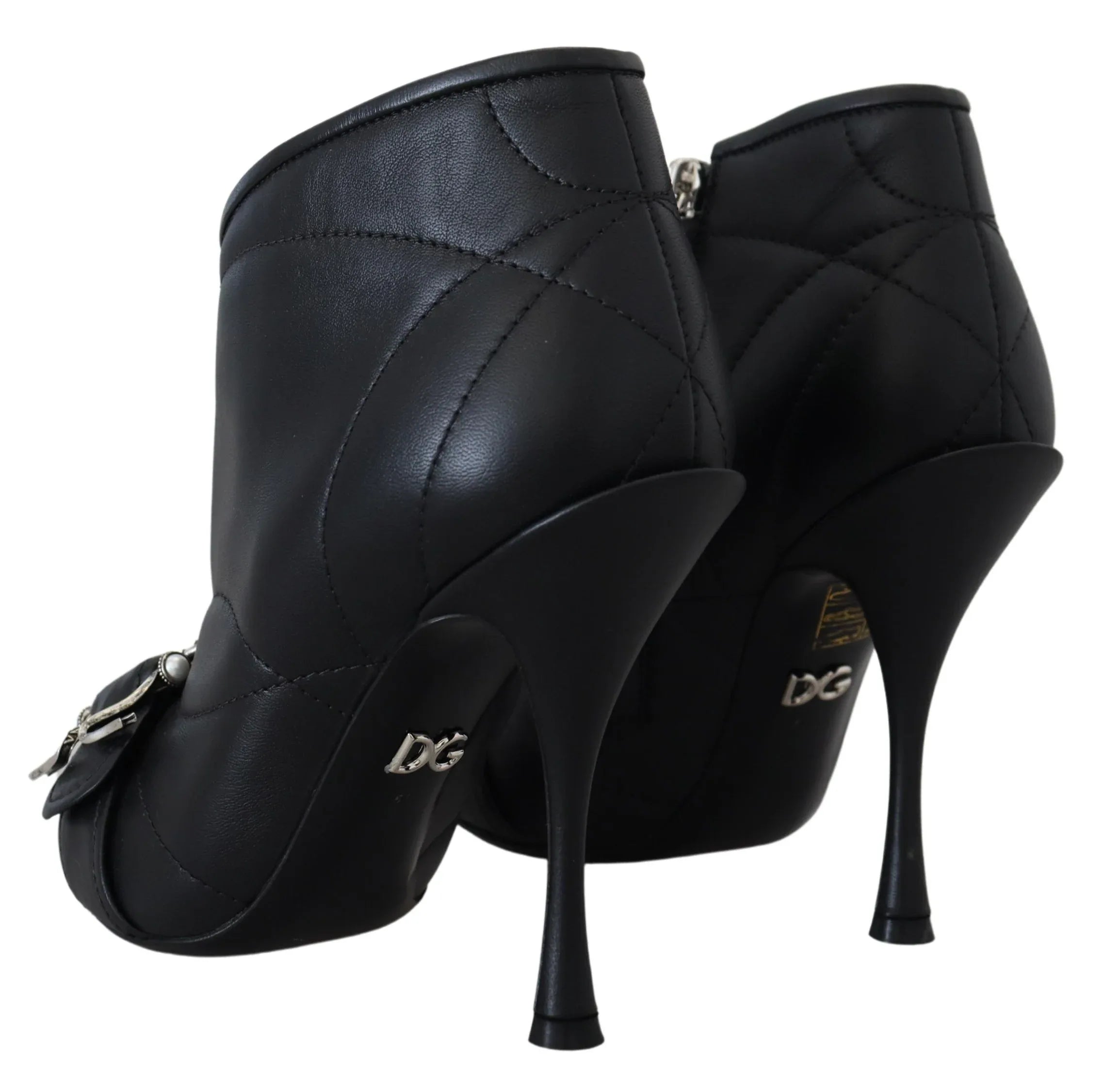 Dolce & Gabbana Black Devotion Quilted Buckled Ankle Boots Shoes - Zeiniez