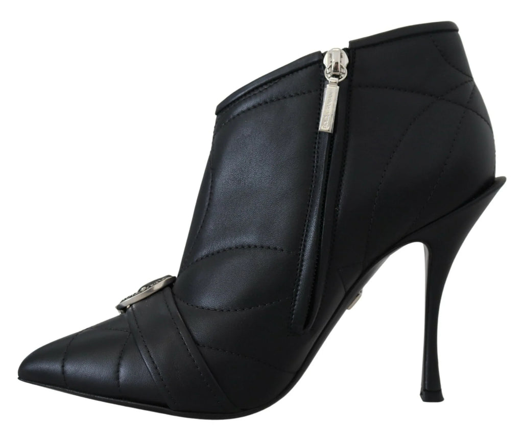 Dolce & Gabbana Black Devotion Quilted Buckled Ankle Boots Shoes - Zeiniez
