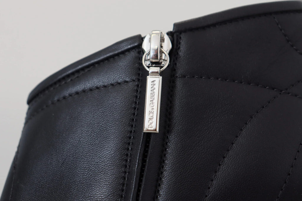 Dolce & Gabbana Black Devotion Quilted Buckled Ankle Boots Shoes - Zeiniez