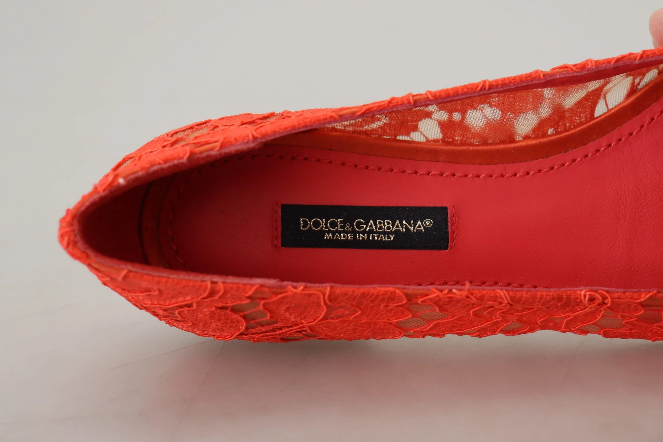 Dolce & Gabbana Red Taormina Lace Crystals Ballet Flats Shoes - Zeiniez