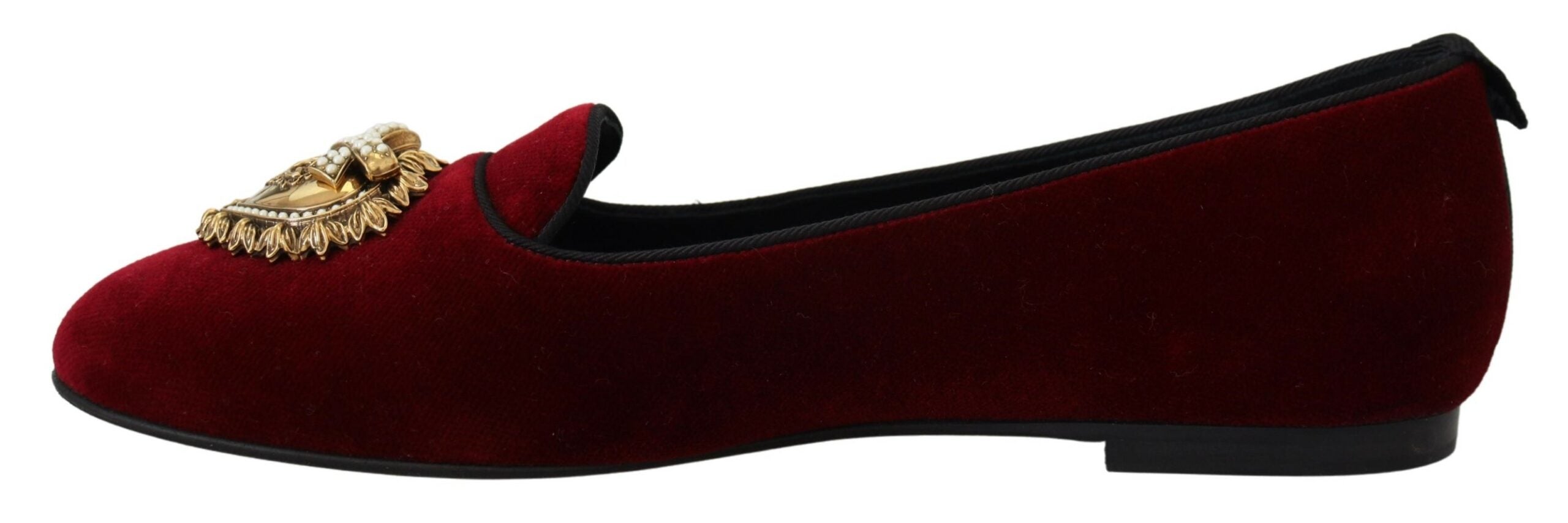 Dolce & Gabbana Bordeaux Velvet Slip-On Loafers Flats Shoes - Zeiniez