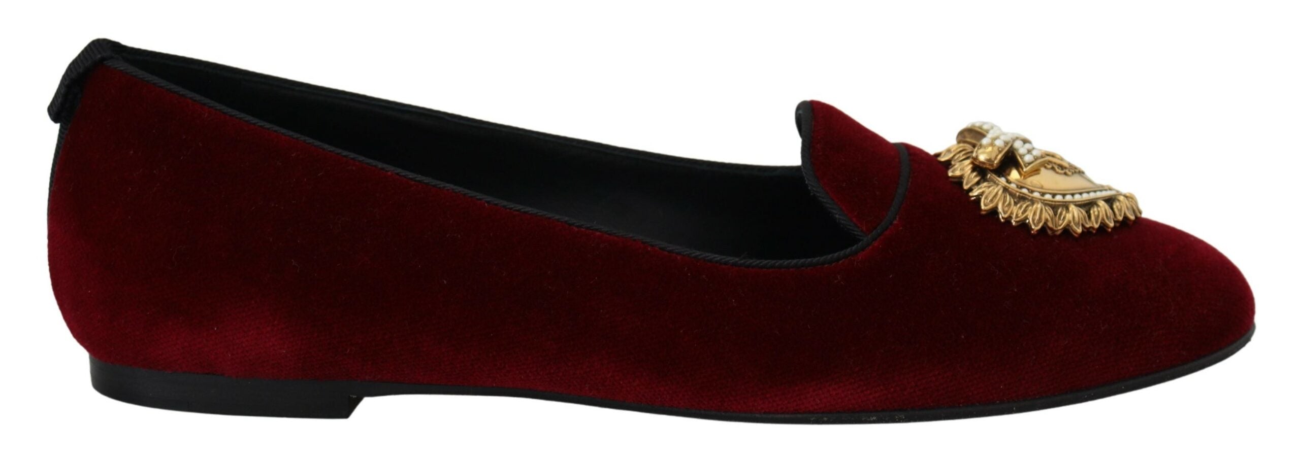 Dolce & Gabbana Bordeaux Velvet Slip-On Loafers Flats Shoes - Zeiniez