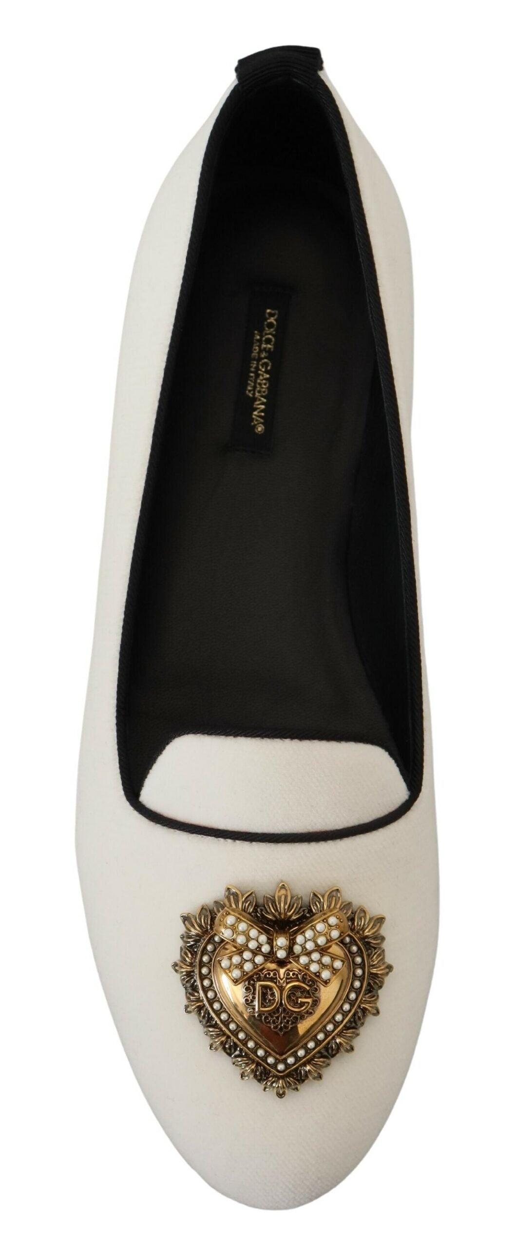 Dolce & Gabbana White Velvet Slip Ons Loafers Flats Shoes - Zeiniez