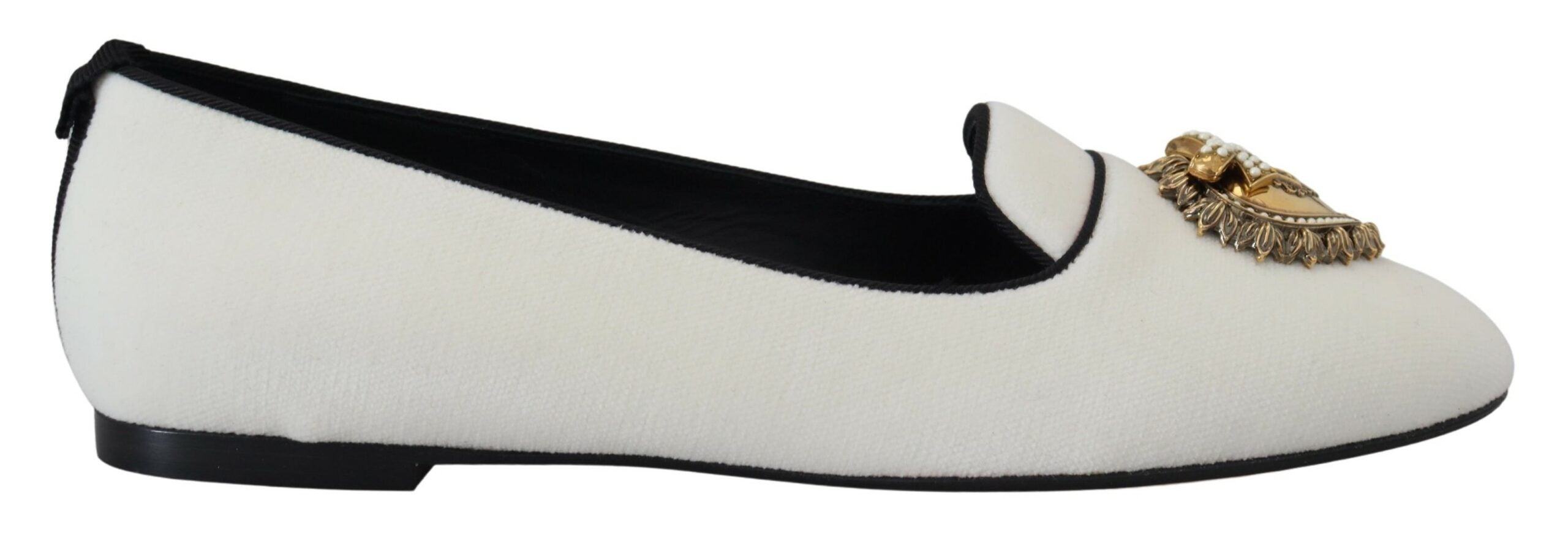 Dolce & Gabbana White Velvet Slip Ons Loafers Flats Shoes - Zeiniez