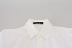 Dolce & Gabbana White Cotton Collared Long Sleeves Formal Top - Zeiniez