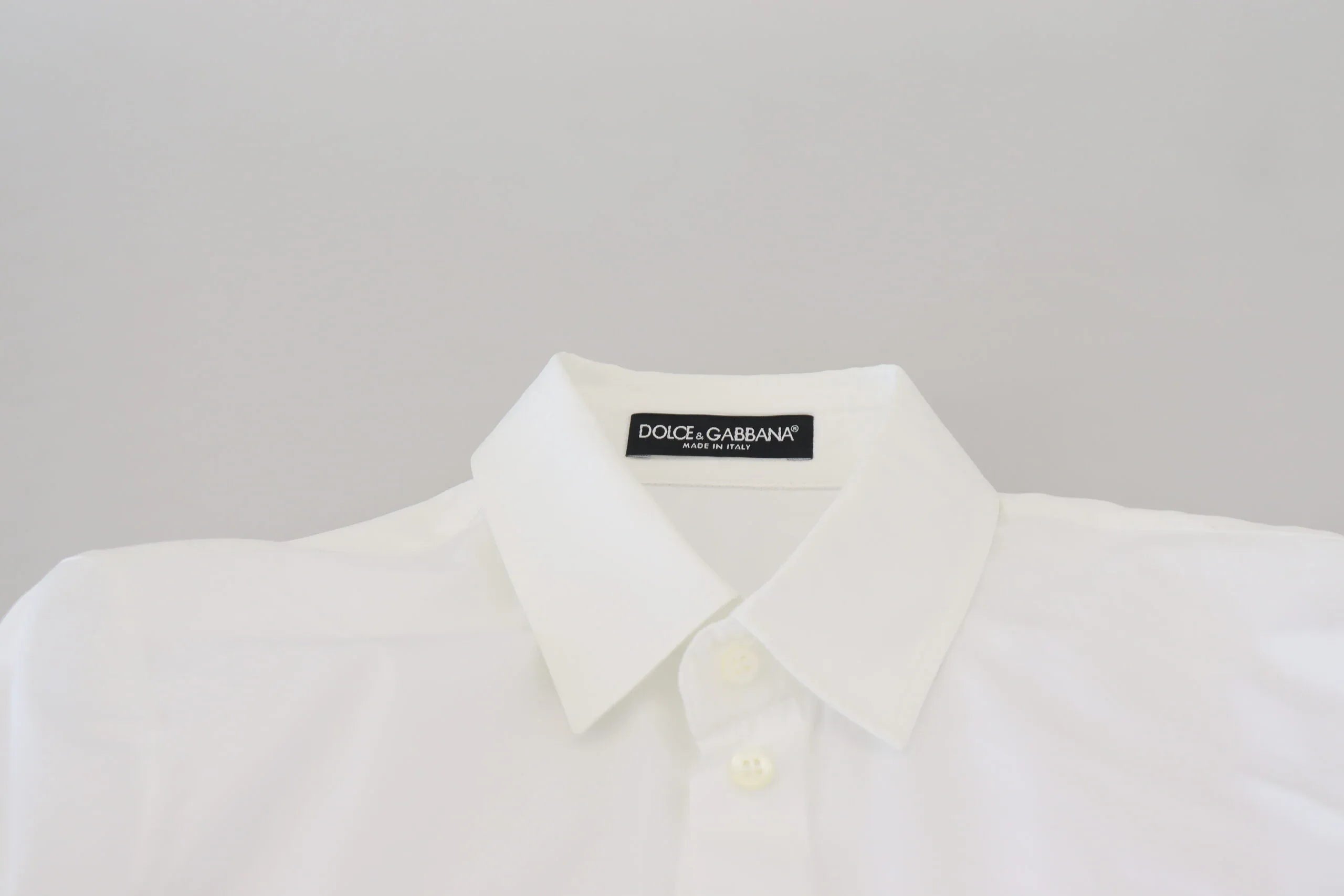 Dolce & Gabbana White Cotton Collared Long Sleeves Formal Top - Zeiniez