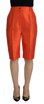 Dolce & Gabbana Orange Silk High Waist Cropped Pants - Zeiniez