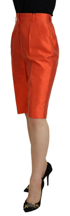 Dolce & Gabbana Orange Silk High Waist Cropped Pants - Zeiniez