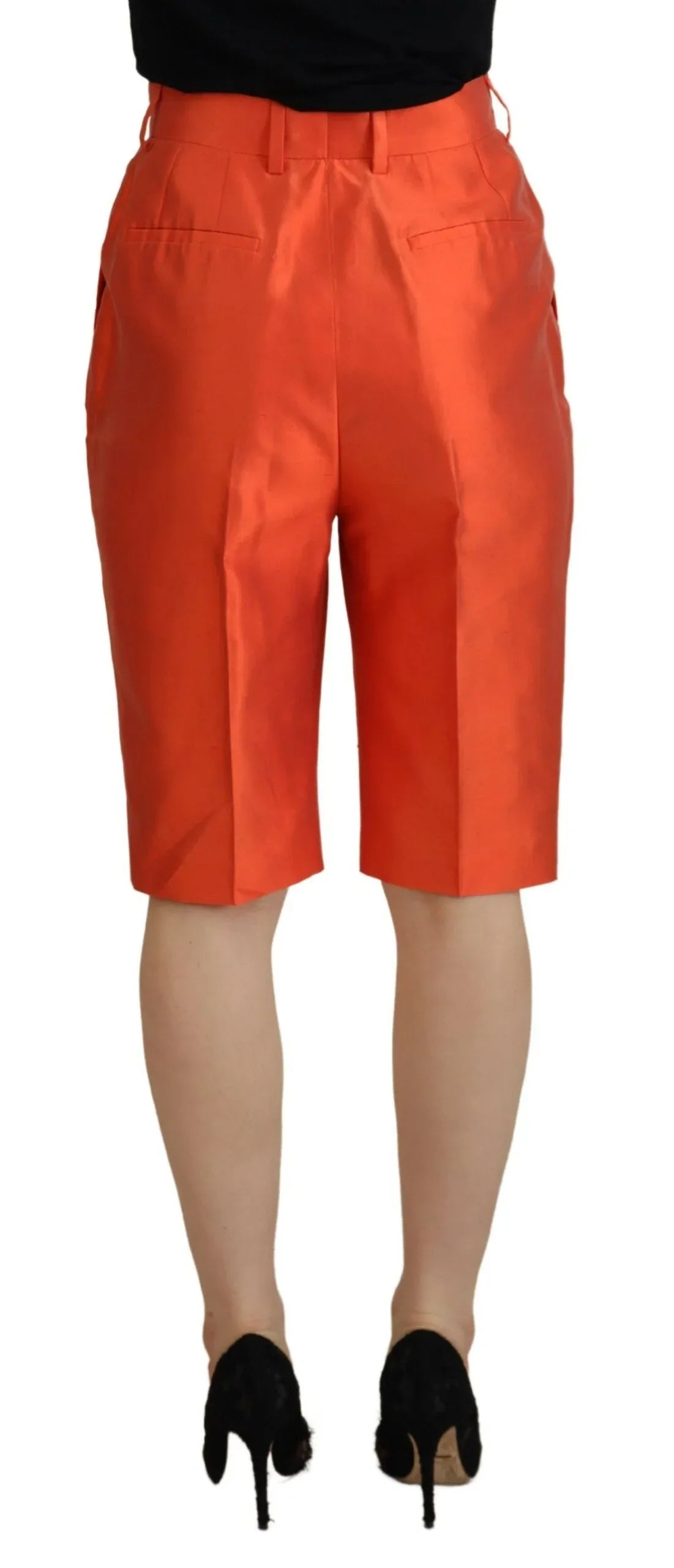 Dolce & Gabbana Orange Silk High Waist Cropped Pants - Zeiniez