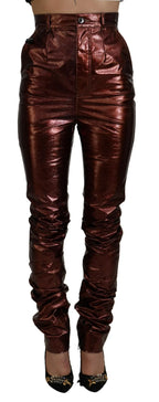 Dolce & Gabbana Metallic Bronze High Waist Skinny Jeans - Zeiniez