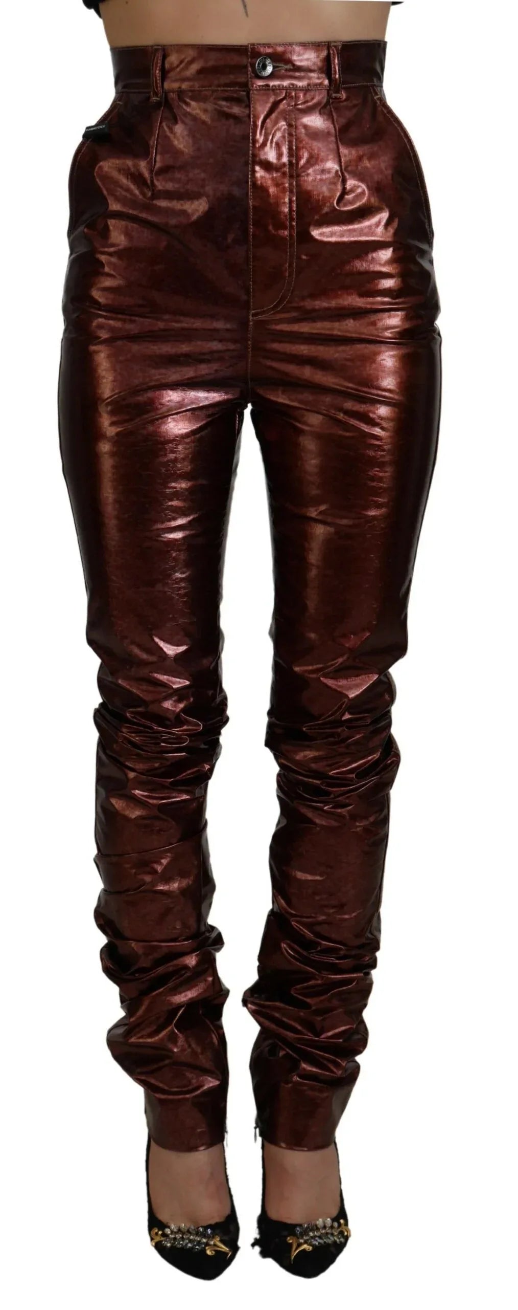 Dolce & Gabbana Metallic Bronze High Waist Skinny Jeans - Zeiniez