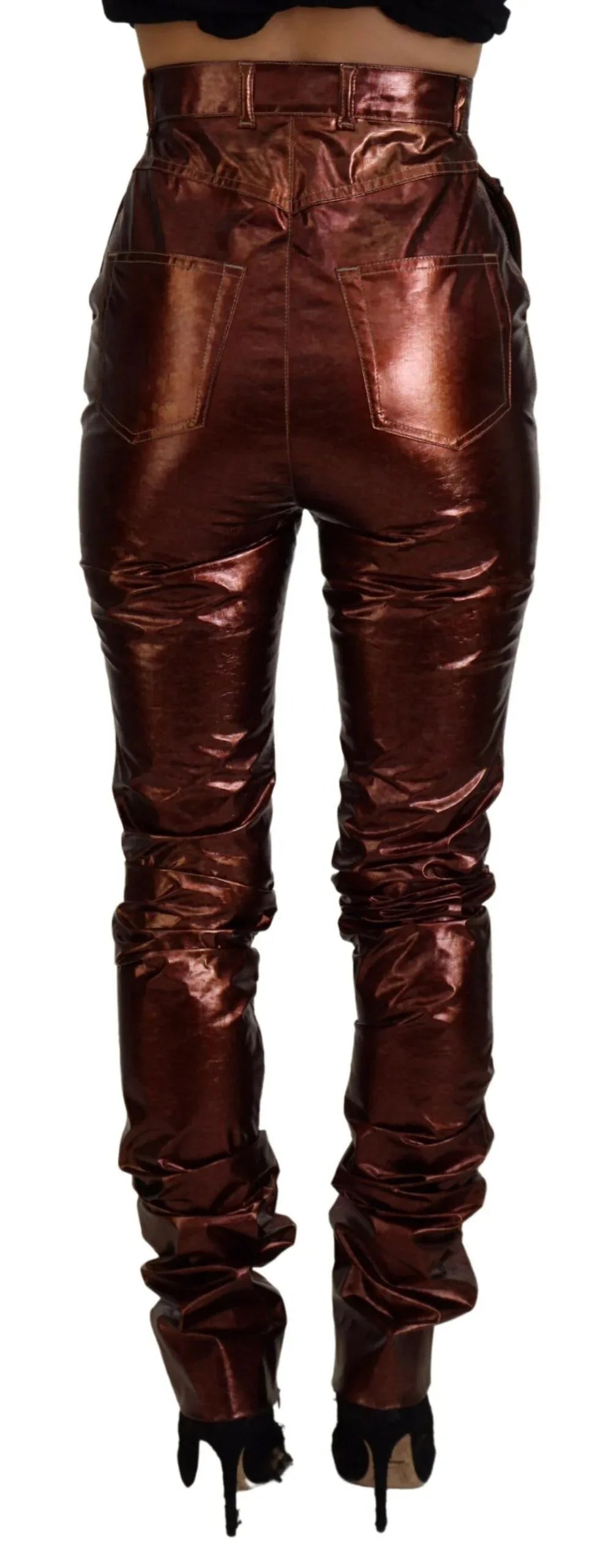 Dolce & Gabbana Metallic Bronze High Waist Skinny Jeans - Zeiniez