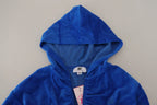 Juicy Couture Blue Cotton Full Zip Cropped Hooded Sweatshirt Sweater - Zeiniez