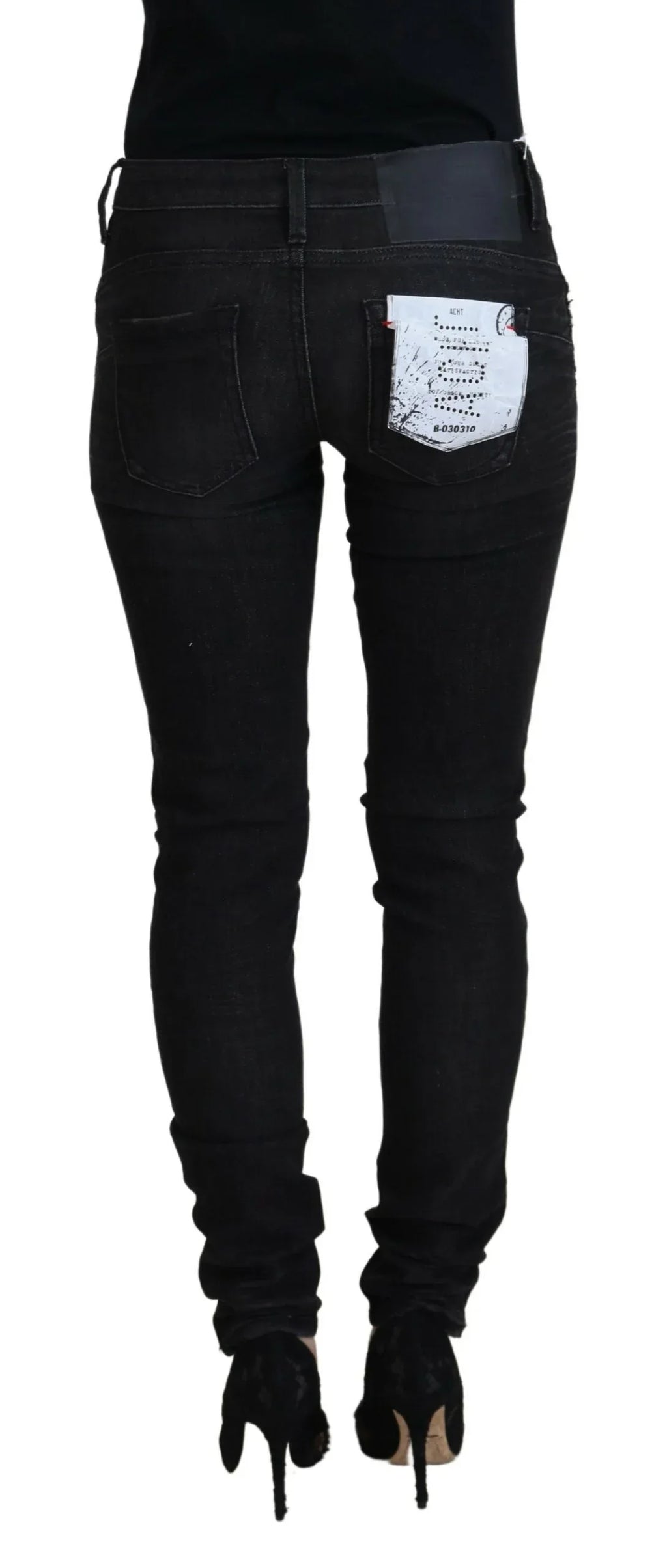 Acht Black Cotton Slim Fit Women Casual Denim Jeans - Zeiniez