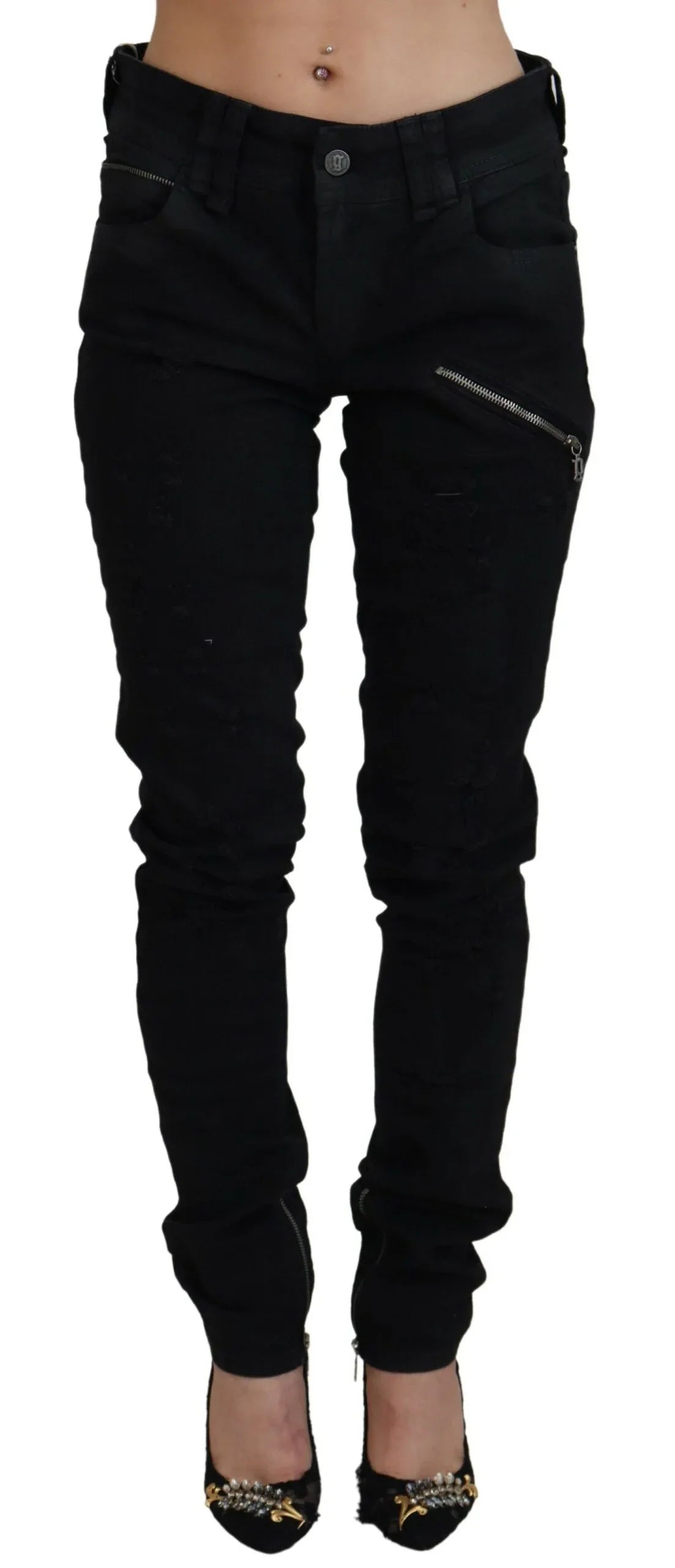 John Galliano Black Cotton Mid Waist Skinny Slim Fit Denim Jeans - Zeiniez