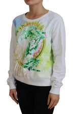 Versace Jeans White Graphic Print Long Sleeves Sweater - Zeiniez