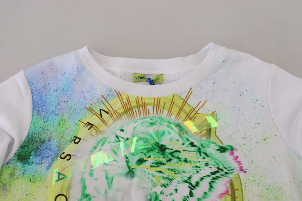 Versace Jeans White Graphic Print Long Sleeves Sweater - Zeiniez