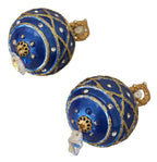 Dolce & Gabbana Gold Brass Blue Dangle Ball Crystal Clip On Earrings - Zeiniez