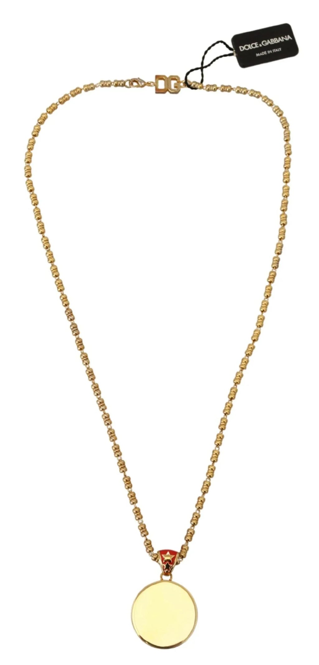 Dolce & Gabbana Gold Brass Chain SUPER PIG Pendant Logo Necklace - Zeiniez